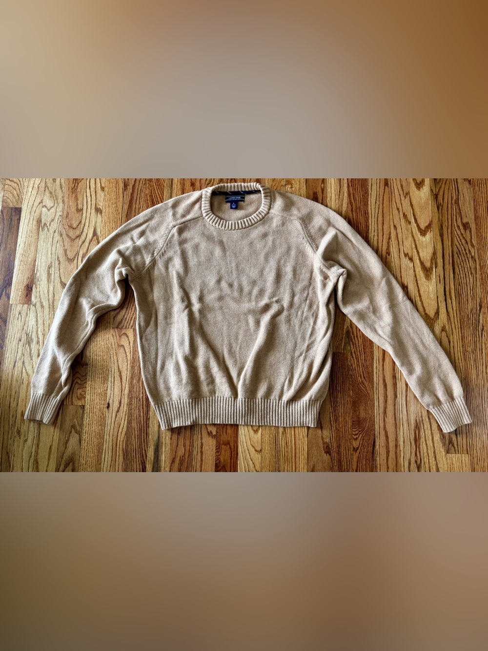 Lands' End Drifter Beige Crewneck Cotton Sweater